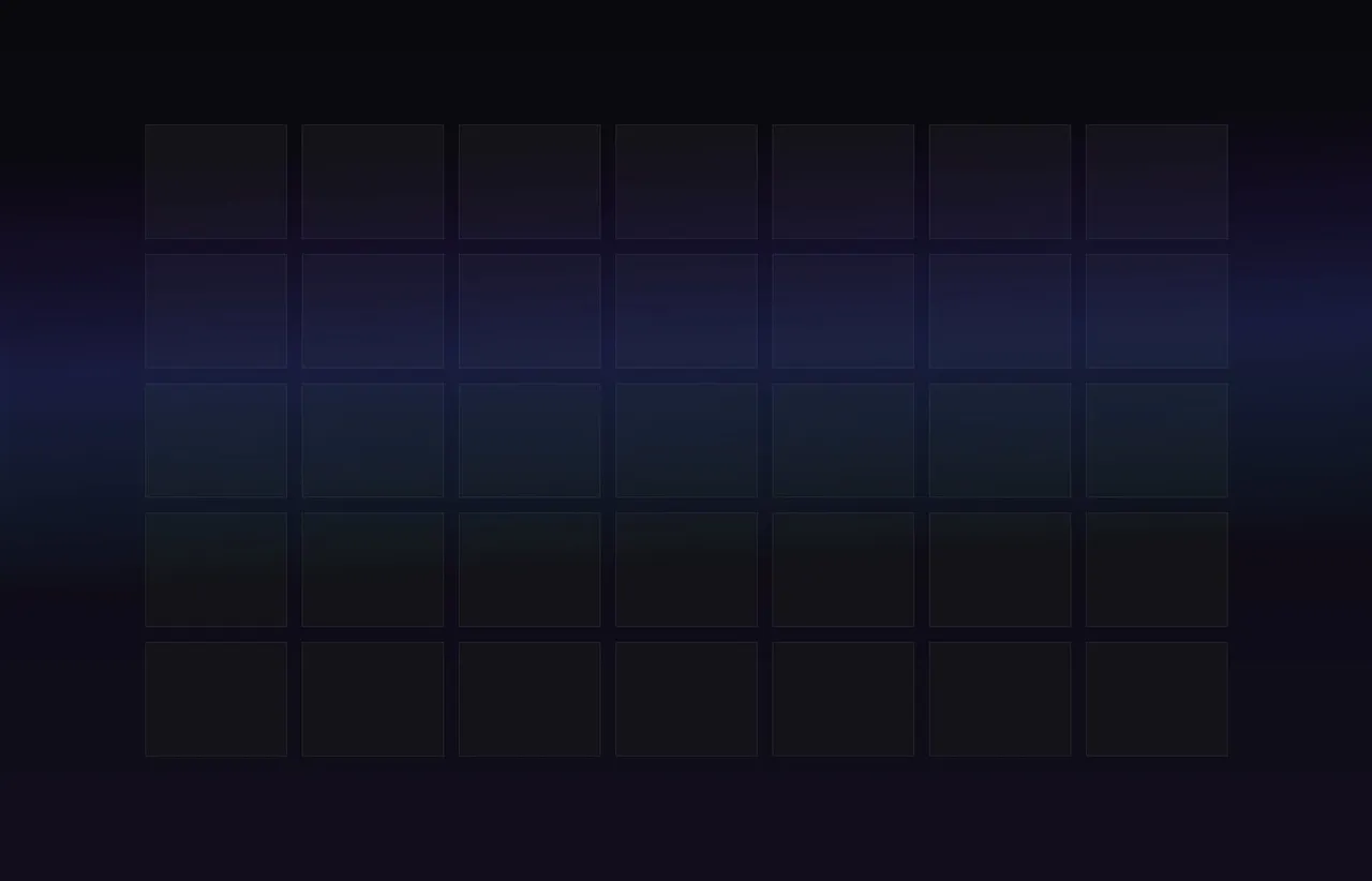 The same grid of server modules with a translucent gradient layer suspended above it, representing a management layer added on top