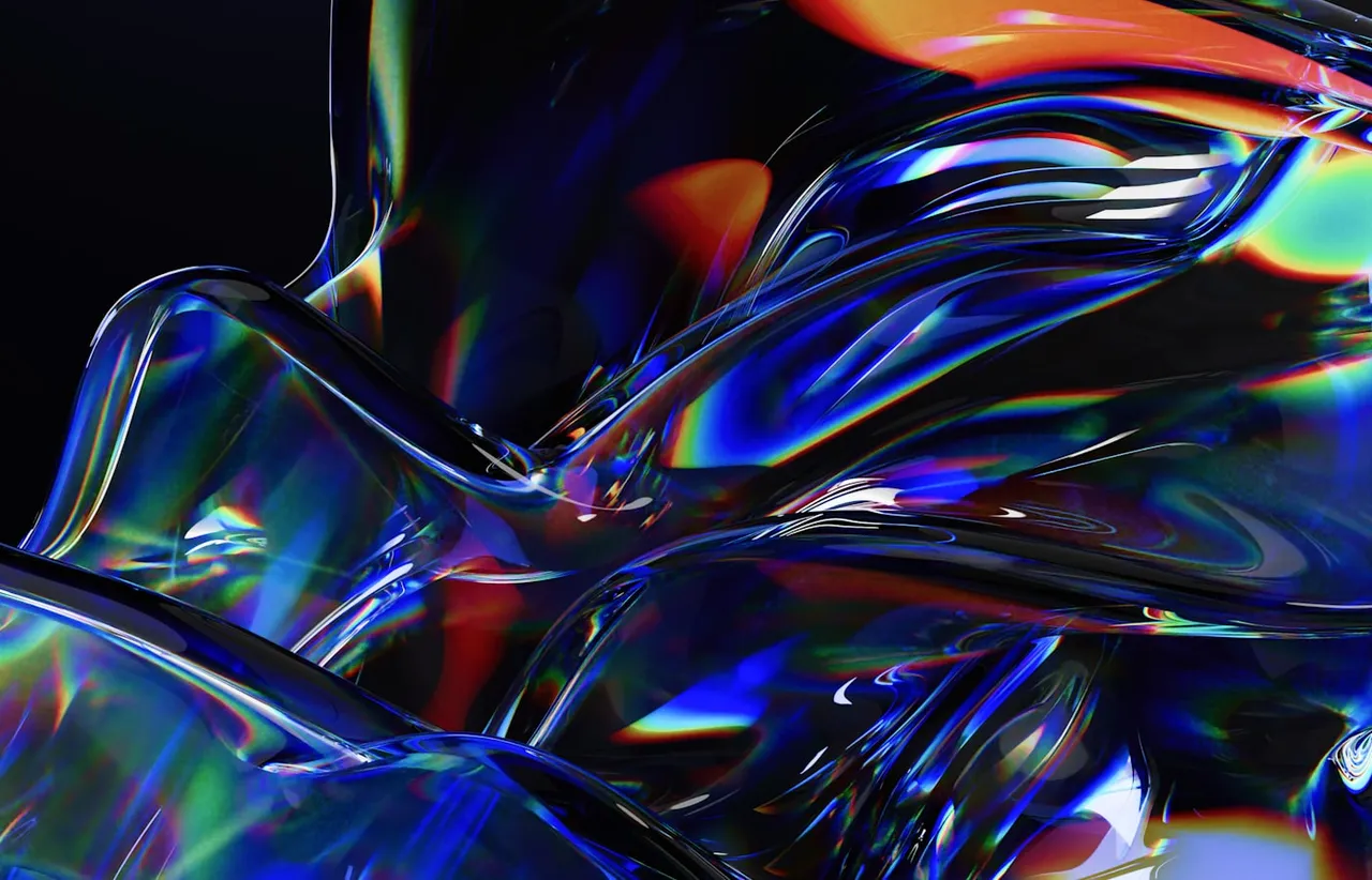 Abstract iridescent glass sculpture with layered colour, representing layered mobile app architecture