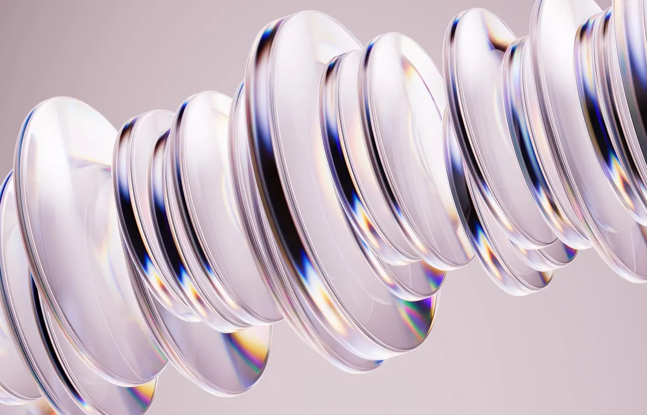 Abstract glass rings with refracted light, representing connected ecommerce systems
