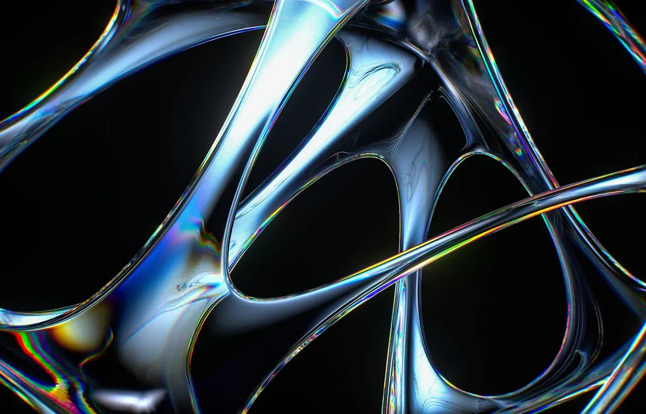 Abstract glass structure with iridescent light, representing layered web application architecture