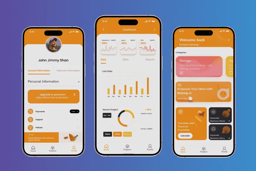 StartUp Assistant project screen, AI-Powered All-in-One Platform for Startups