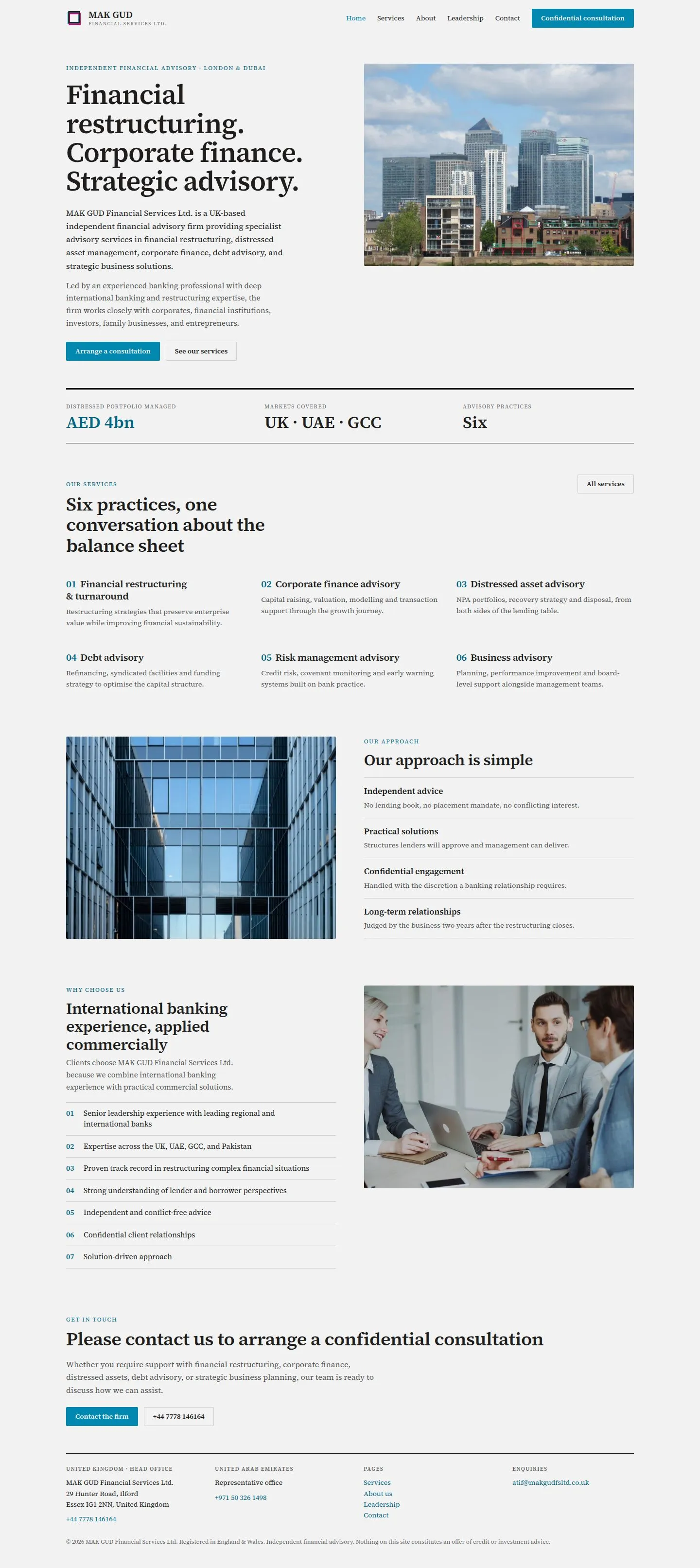Full page screenshot of the MAK GUD Financial Services site, Marketing Website for an Independent Financial Advisory Firm