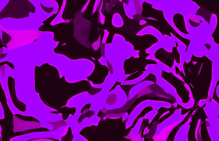 Abstract purple shapes and layered patterns forming a bold graphic composition
