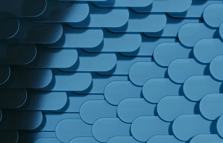 Repeating pattern of rounded blue tiles in even rows, suggesting steady infrastructure rhythm